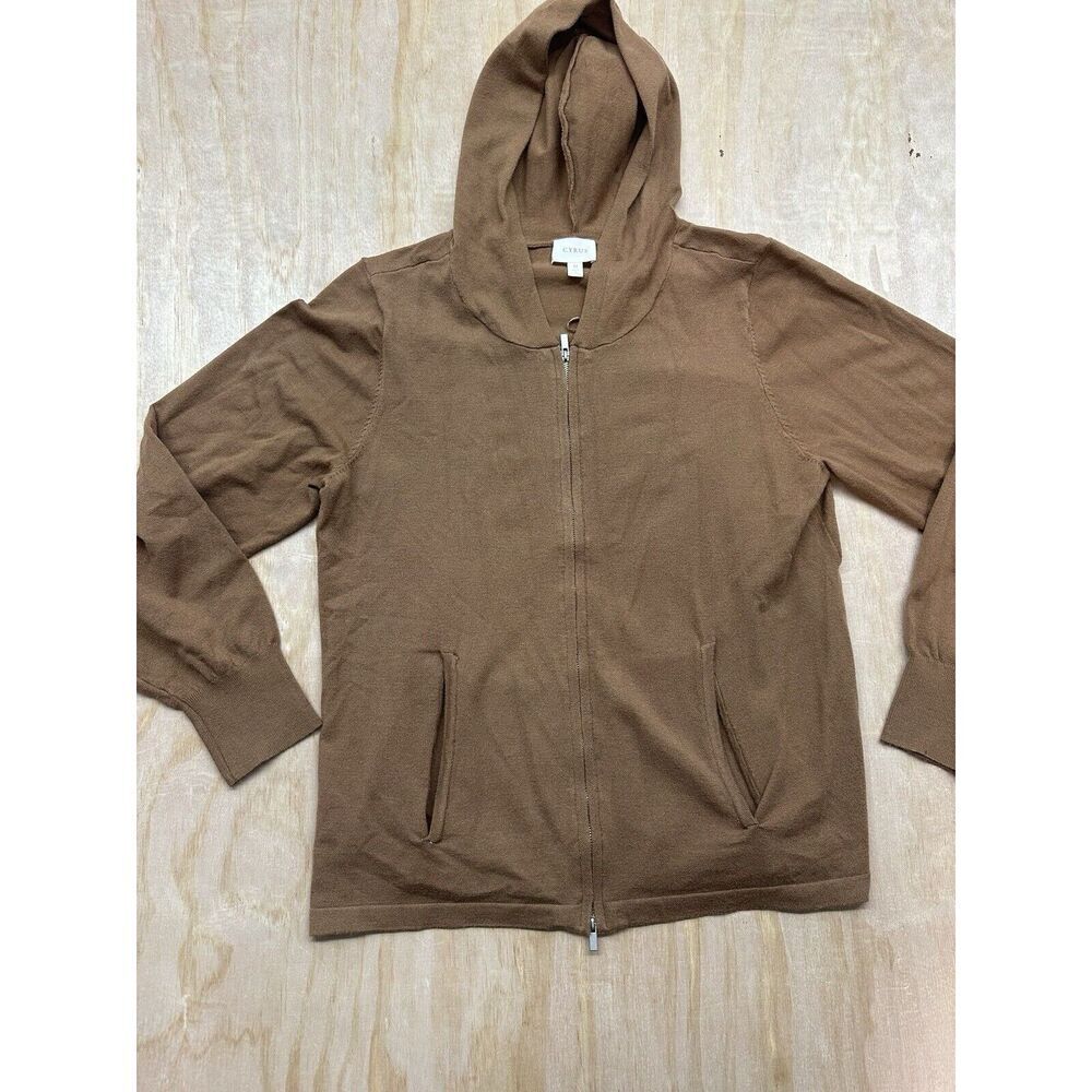 Cyrus Women’s Full Zip Sweater Brown Medium M Rayon Poly Nylon C442218